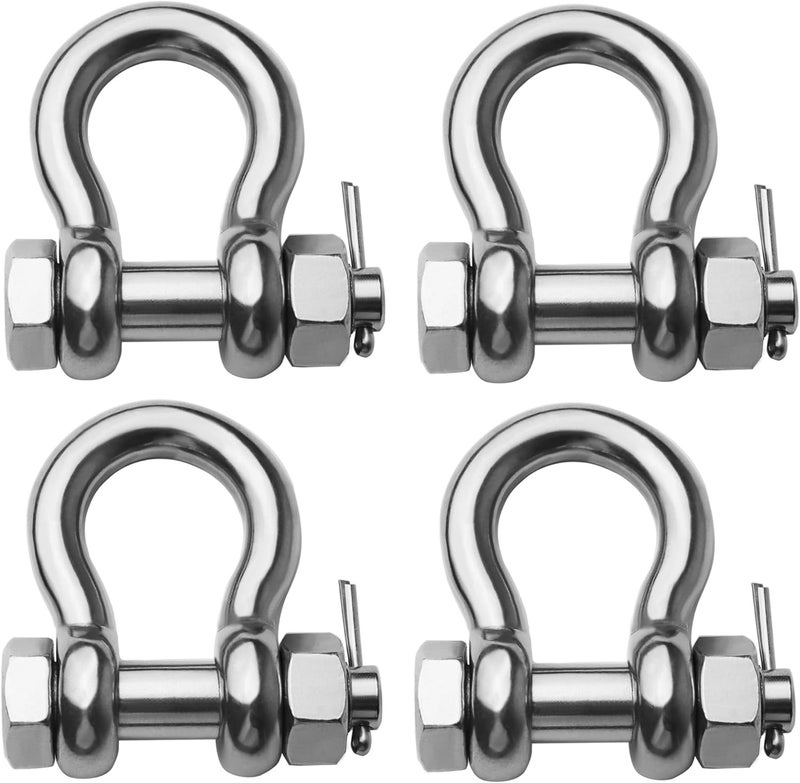 MEMUME Store خطاطيف دائرية من الفولاذ المقاوم للصدأ 1/4" 5/16" 3/8" 1/2 بوصة 316 SS ثقيلة الوزن لربط القوارب مع دبابيس قفل - Image 1